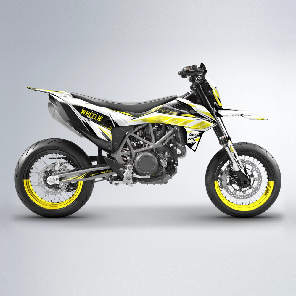 NTK V4 KTM SMC 690 supermoto graphics kit in Yellow