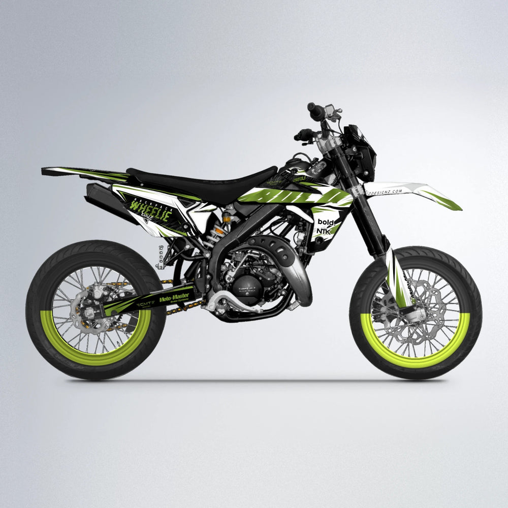 NTK V4 Rieju MRT supermoto graphics kit in Olive