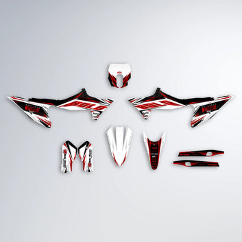 NTK V4 Stark Varg MX graphics kit parts layout in Red