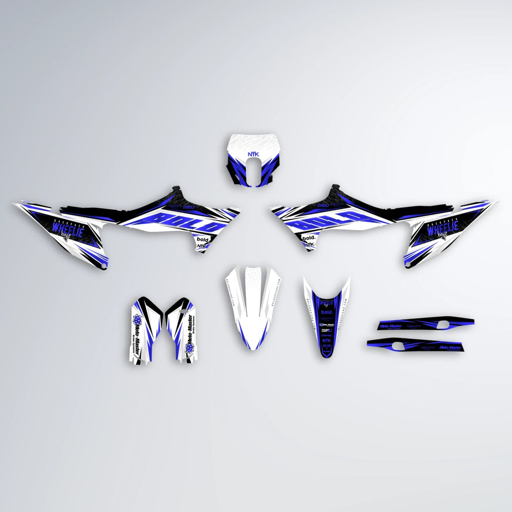 NTK V4 Stark Varg SM graphics kit parts layout in Blue