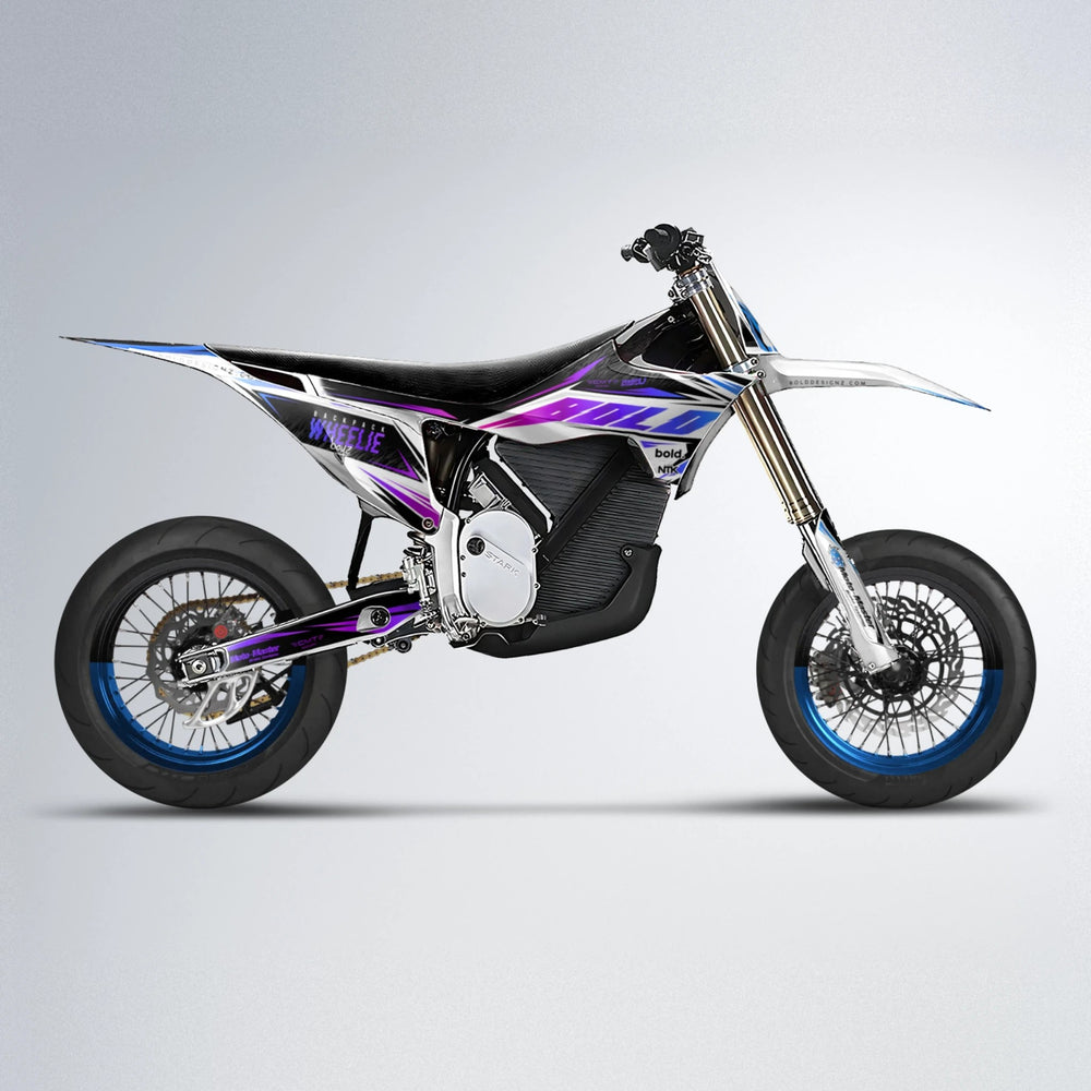 NTK V4 Stark Varg SM supermoto graphics kit in Blue Purple Fade