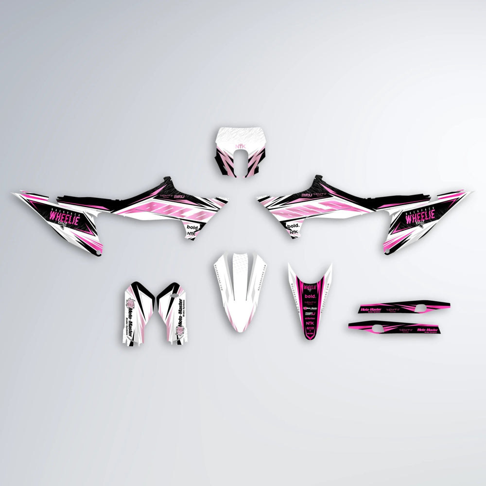 NTK V4 Stark Varg SM graphics kit parts layout in Flamingo