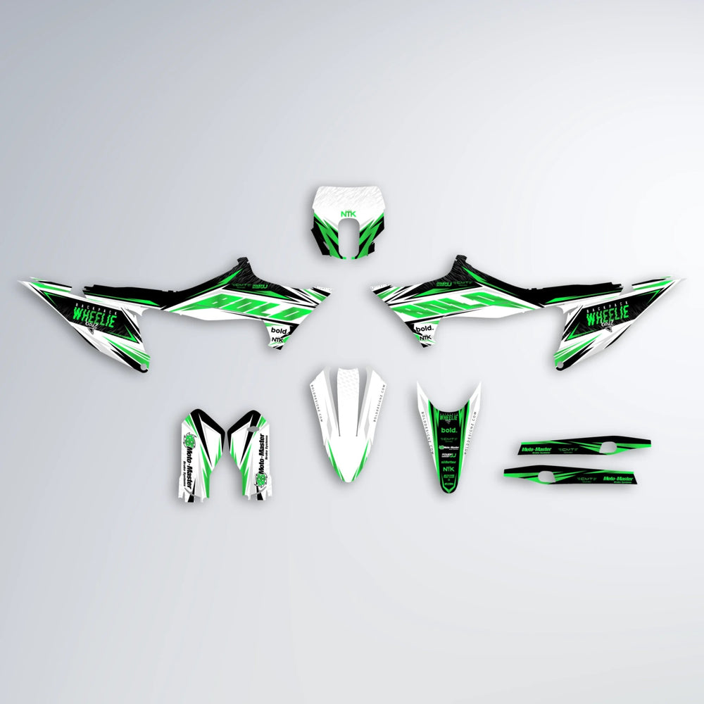 NTK V4 Stark Varg SM graphics kit parts layout in Green