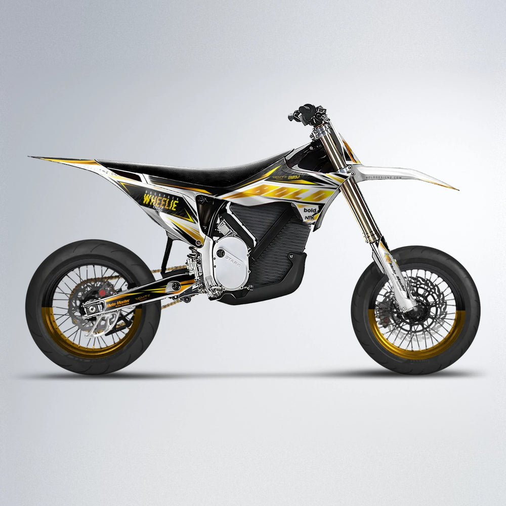 NTK V4 Stark Varg SM supermoto graphics kit in Orange & Yellow