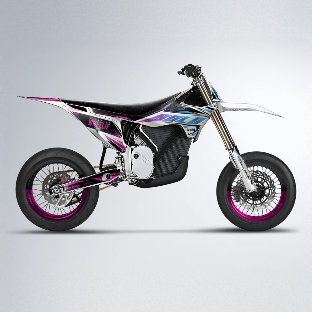 NTK V4 Stark Varg SM supermoto graphics kit in Pink & Light Blue