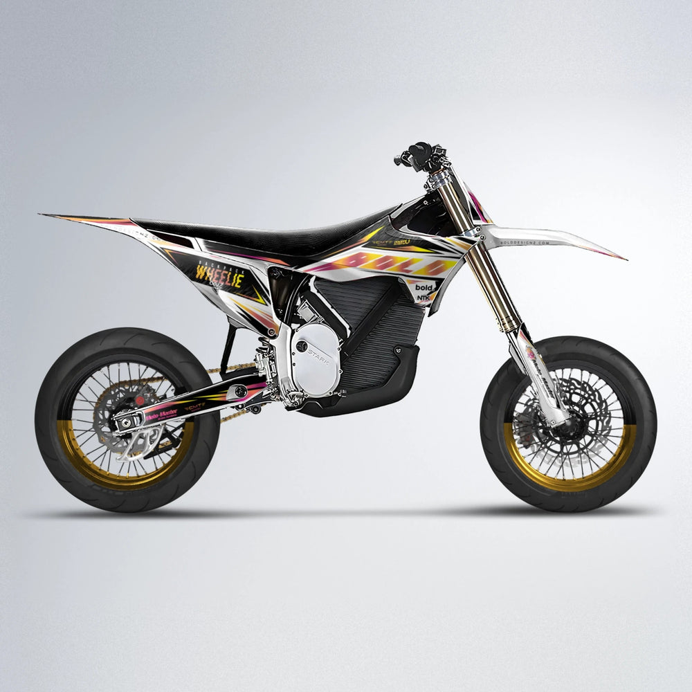 NTK V4 Stark Varg SM supermoto graphics kit in Pink & Yellow
