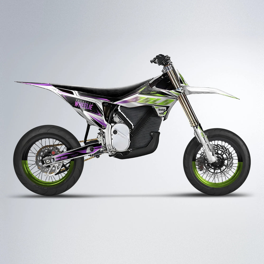 NTK V4 Stark Varg SM supermoto graphics kit in Purple & Yellow