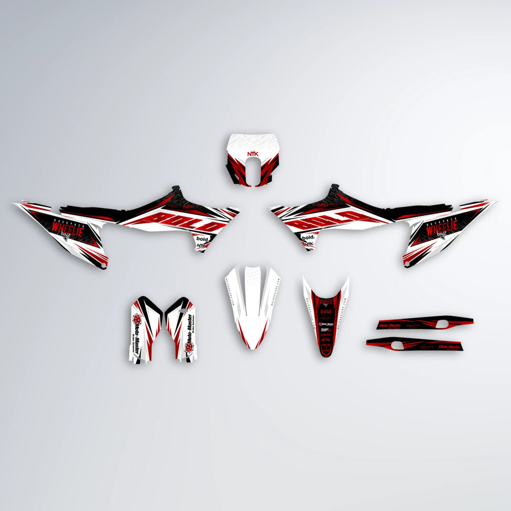 NTK V4 Stark Varg SM graphics kit parts layout in Red
