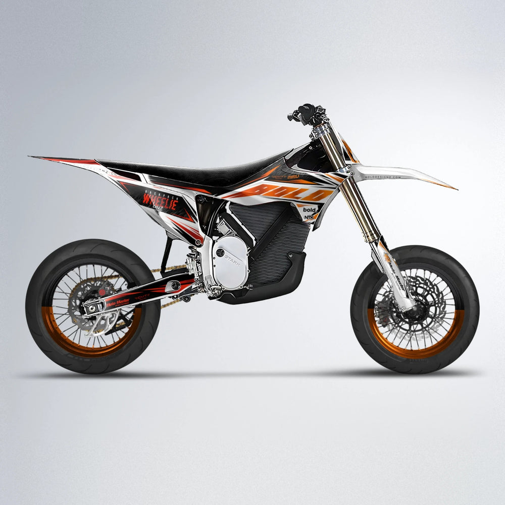 NTK V4 Stark Varg SM supermoto graphics kit in Red & Orange
