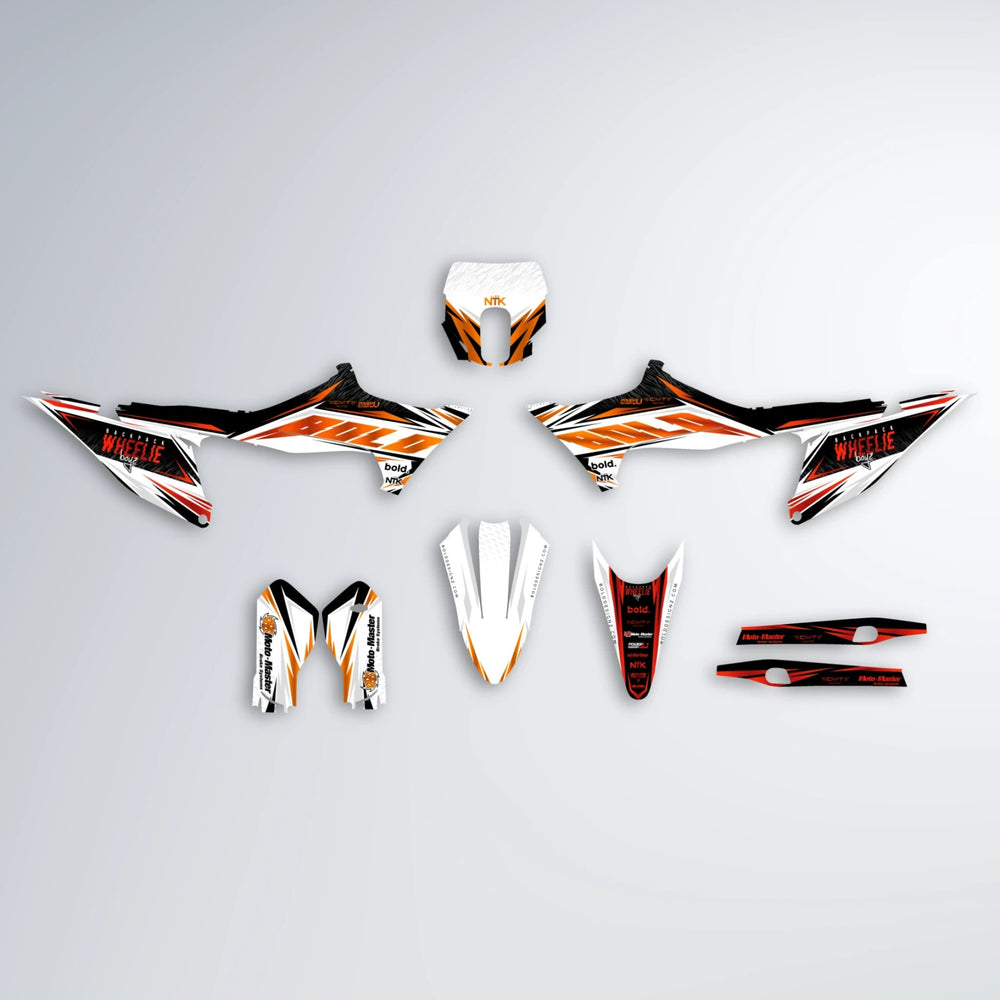 NTK V4 Stark Varg SM graphics kit parts layout in Red & Orange