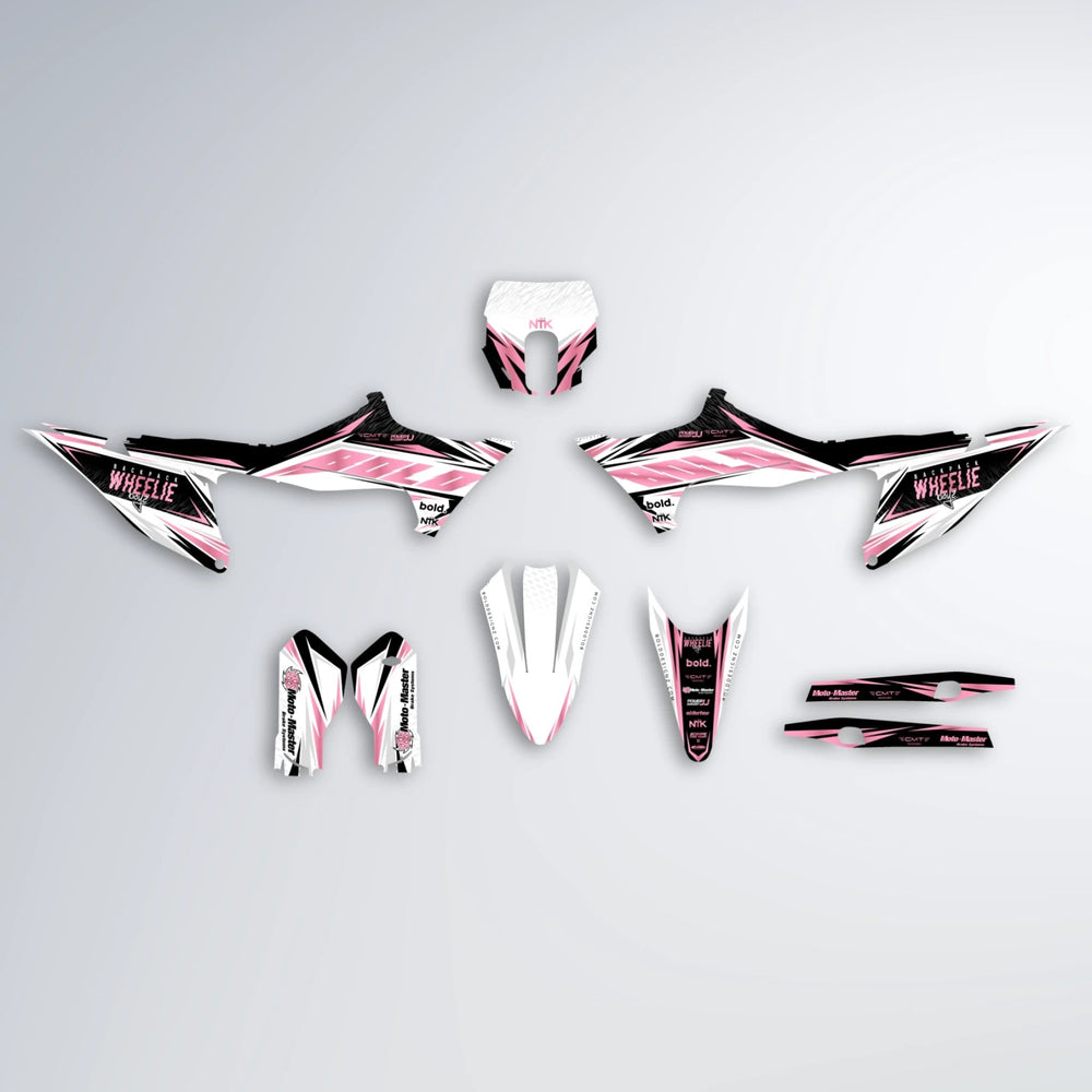 NTK V4 Stark Varg SM graphics kit parts layout in Sakura Pink