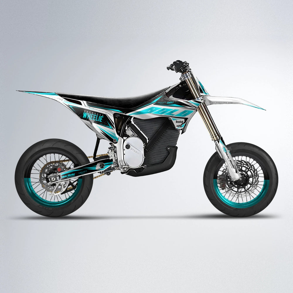 NTK V4 Stark Varg SM supermoto graphics kit in Teal