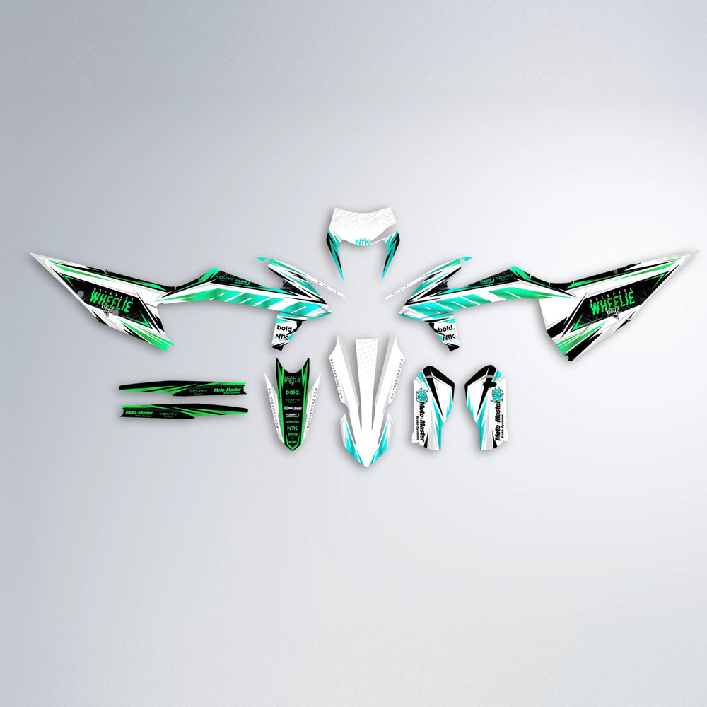 NTK V4 graphics kit parts layout in Cyan & Green