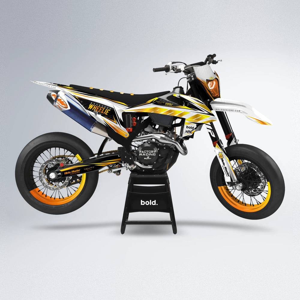 NTK V4 supermoto graphics kit in Orange & Yellow