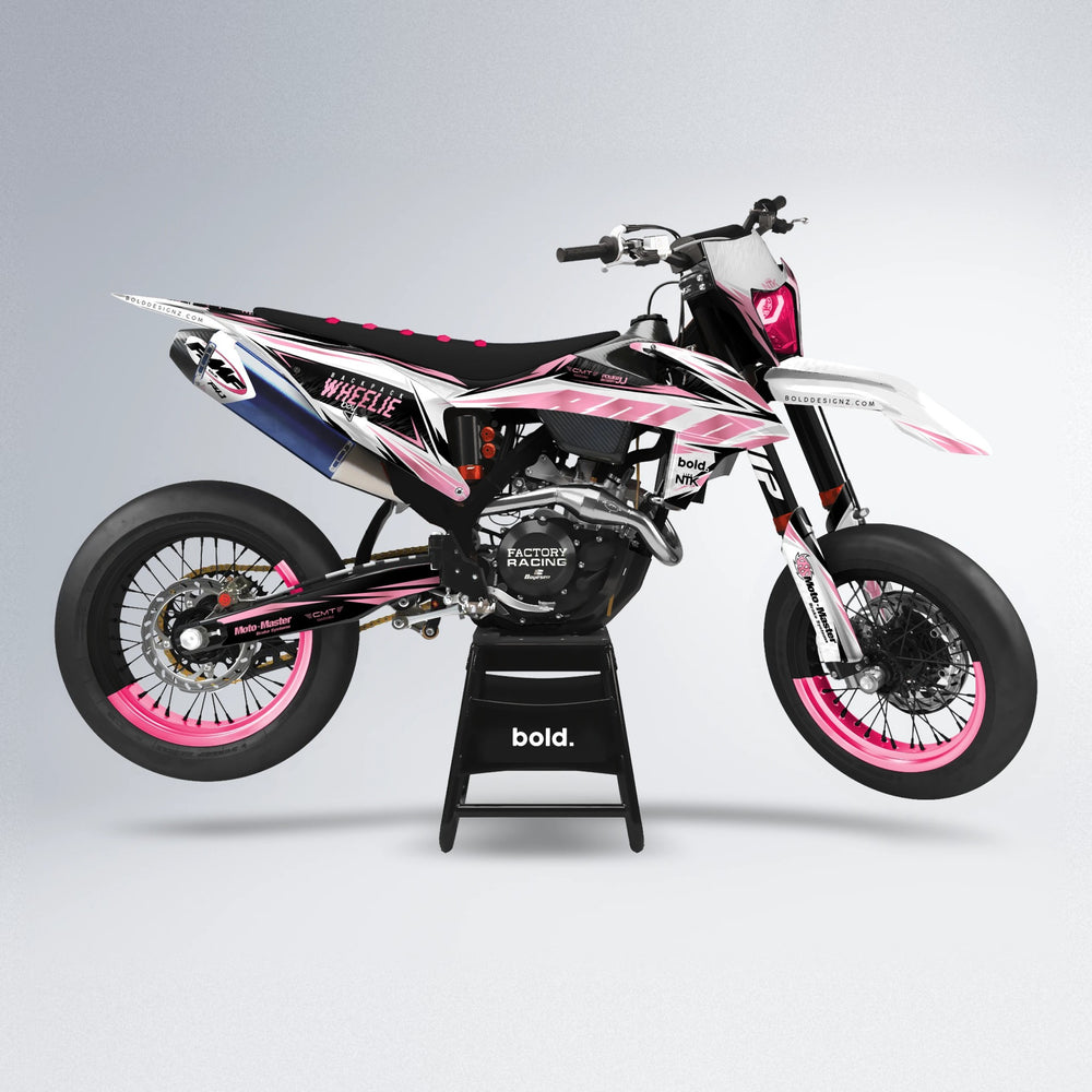 NTK V4 supermoto graphics kit in Sakura Pink