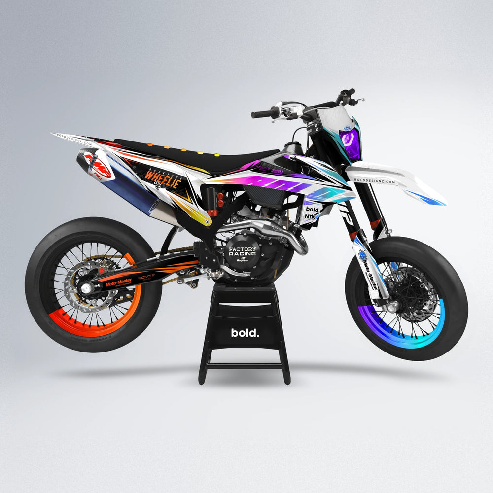 NTK V4 supermoto graphics kit in Sunset Fade