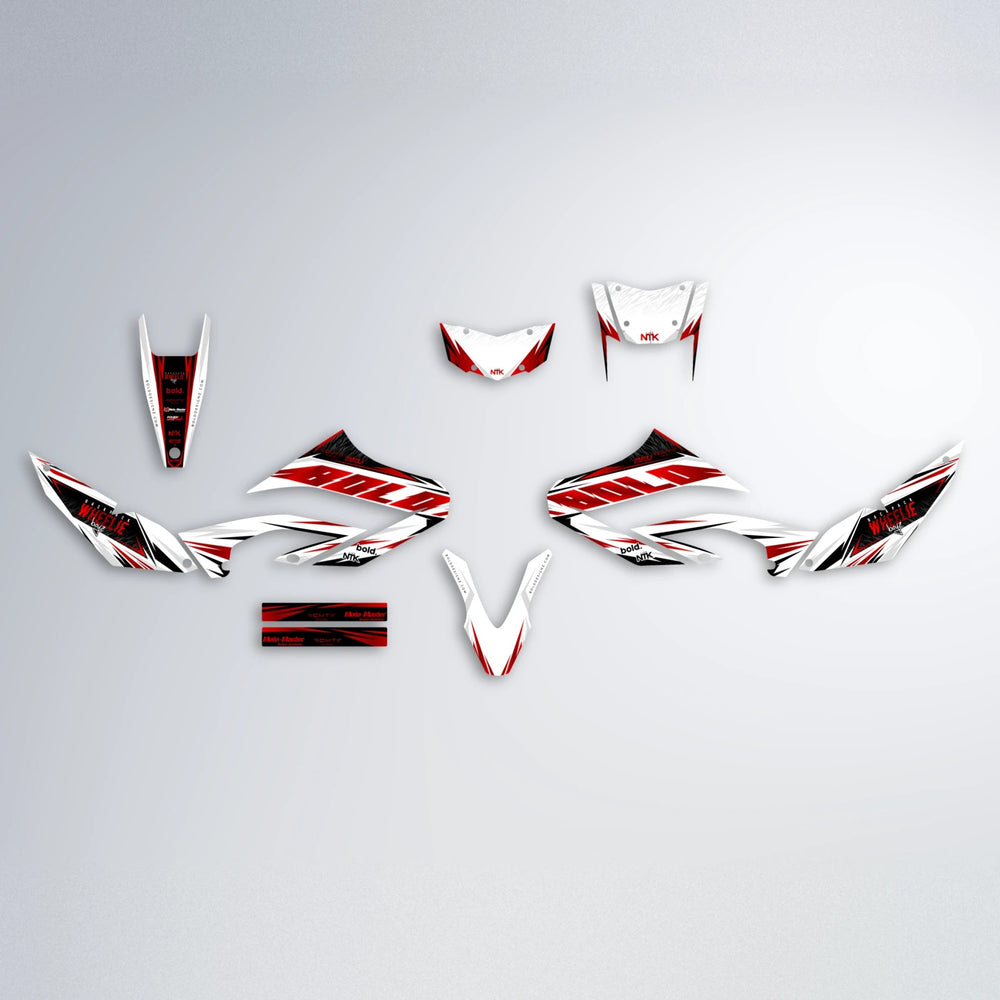 NTK V4 Yamaha WR 125X graphics kit parts layout in Custom Colour