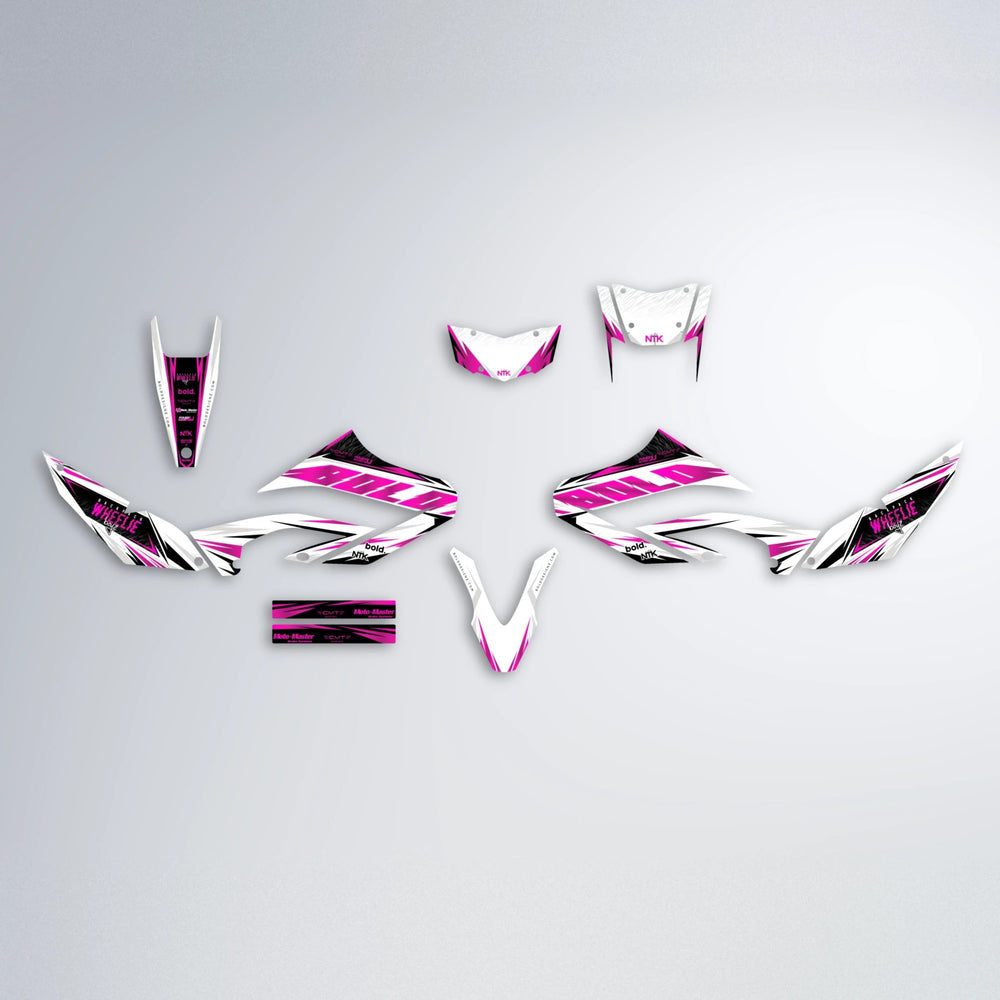 NTK V4 Yamaha WR 125X graphics kit parts layout in Pink