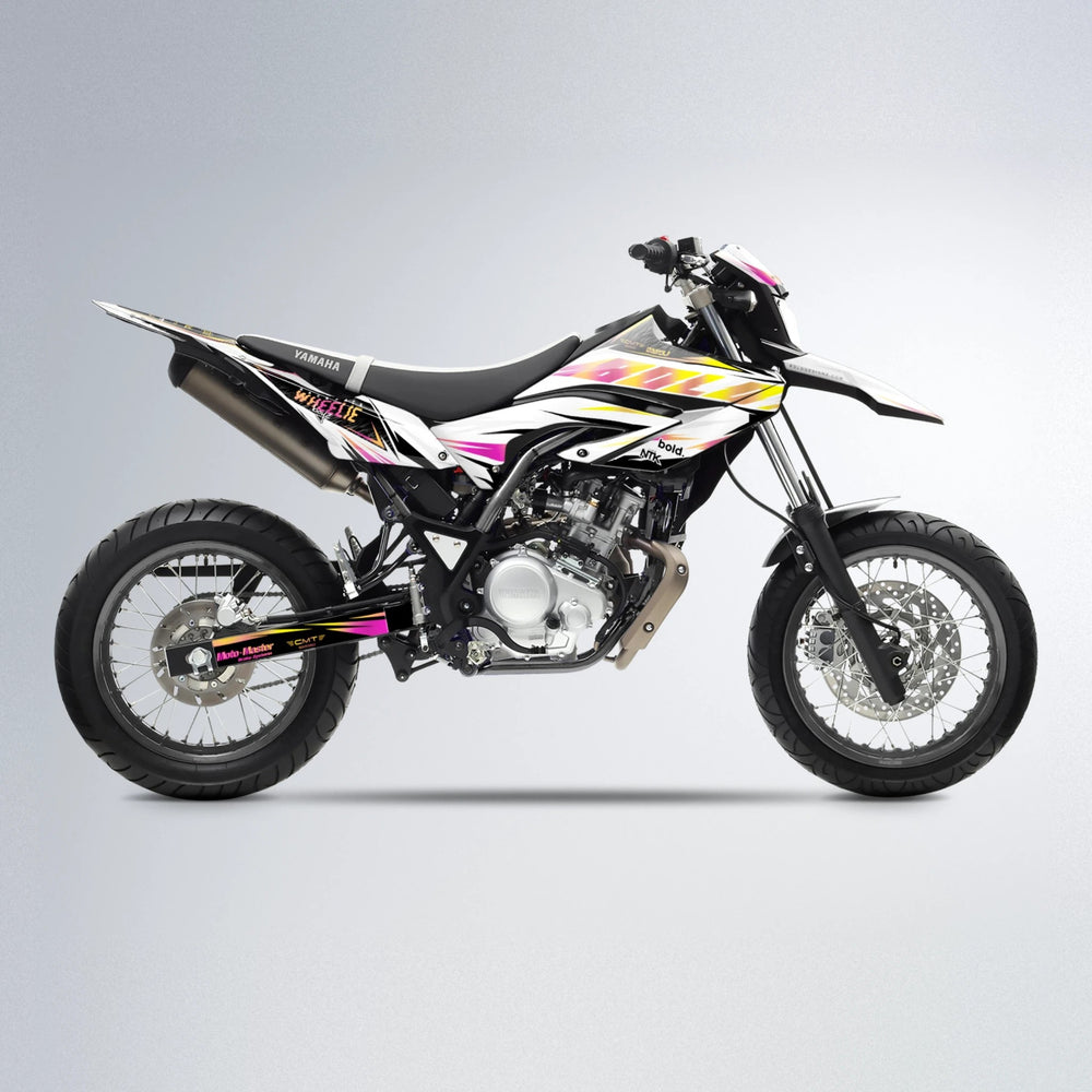 NTK V4 Yamaha WR 125X supermoto graphics kit in Pink & Yellow