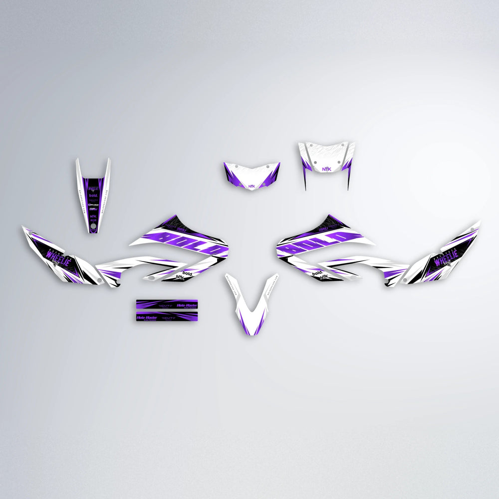 NTK V4 Yamaha WR 125X graphics kit parts layout in Purple