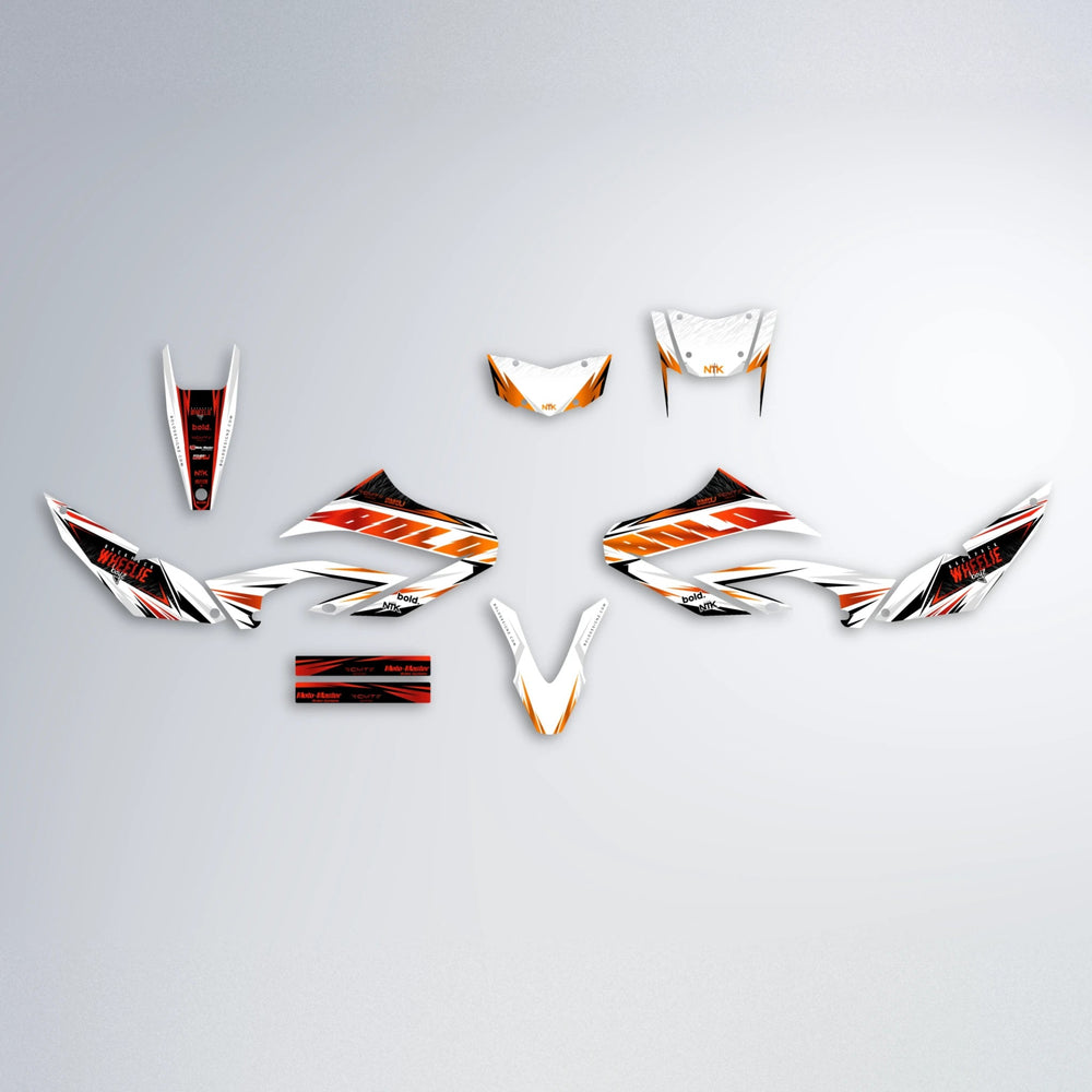 NTK V4 Yamaha WR 125X graphics kit parts layout in Red & Orange