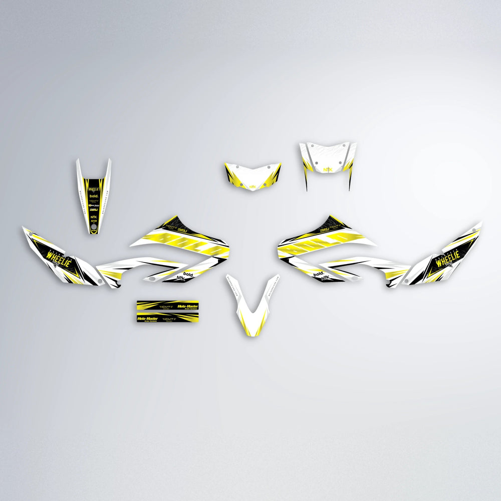 NTK V4 Yamaha WR 125X graphics kit parts layout in Yellow
