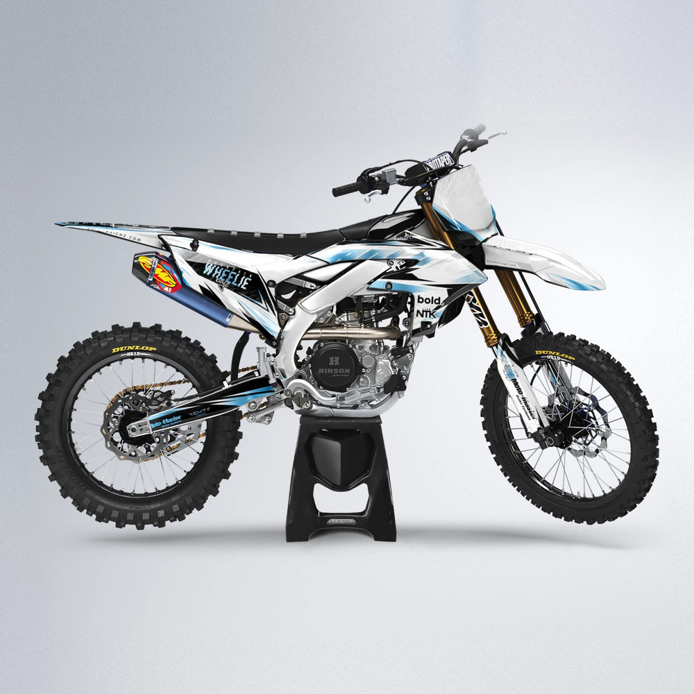 NTK V4 Yamaha YZF MX motocross graphics kit in Light Blue & White
