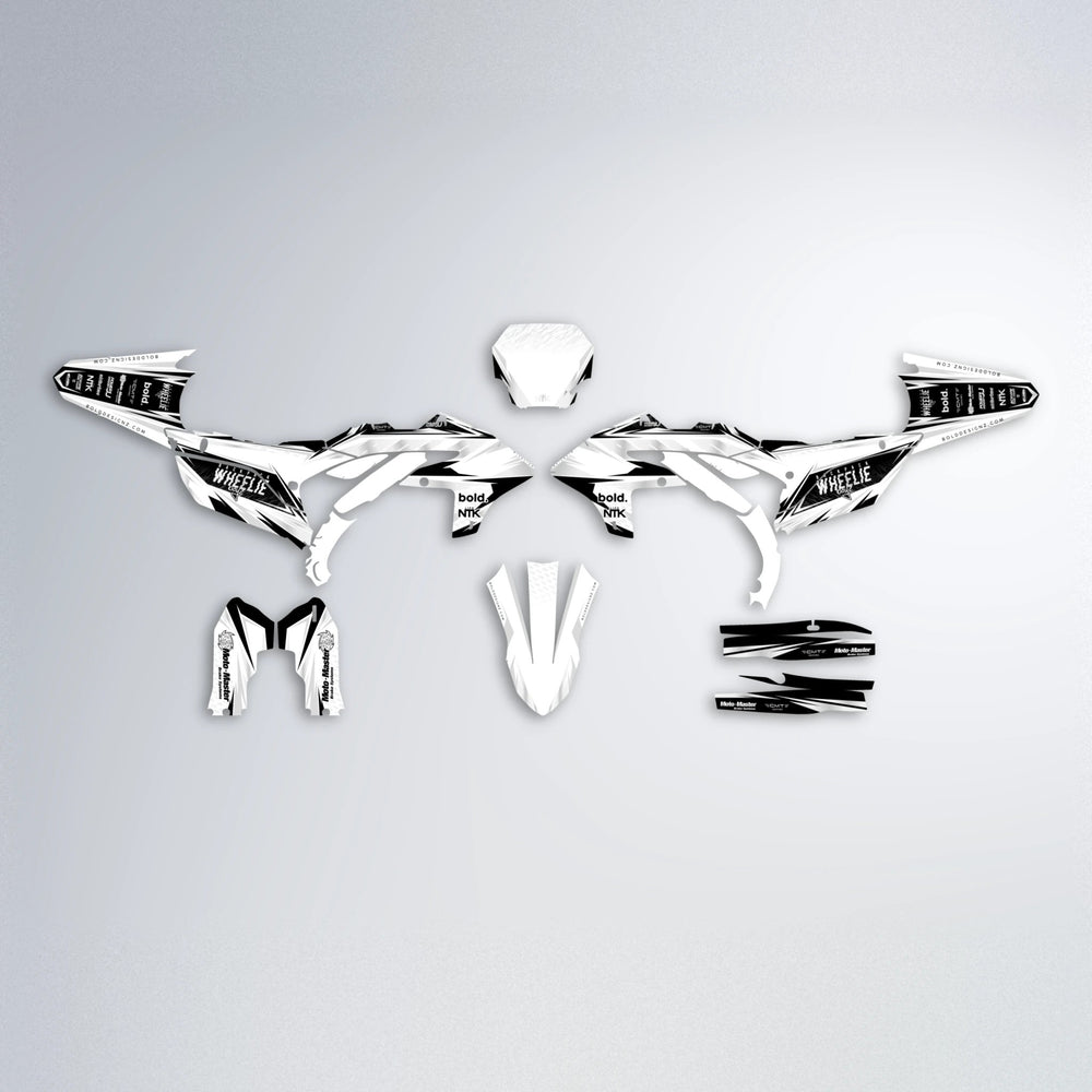 NTK V4 Yamaha YZF MX graphics kit parts layout in White