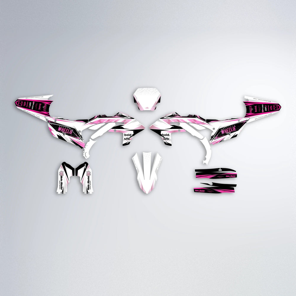 NTK V4 Yamaha YZF SM graphics kit parts layout in Flamingo