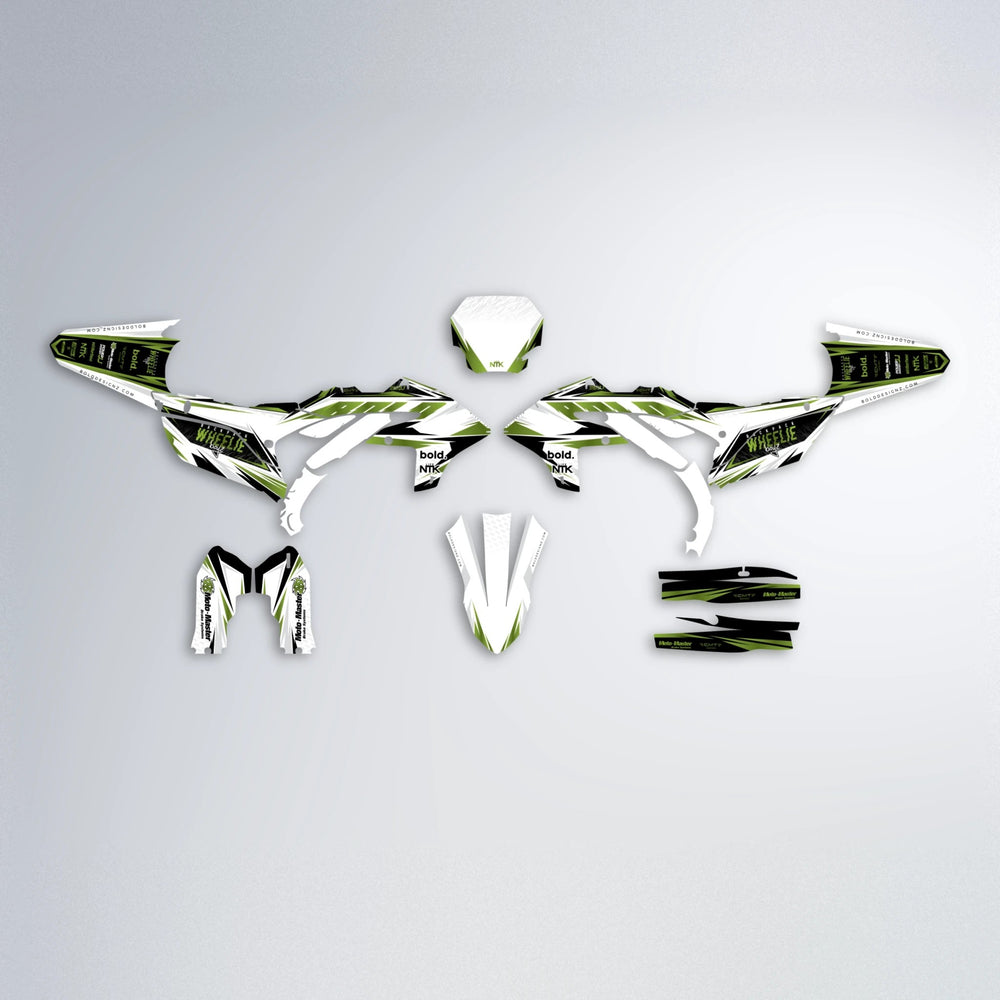 NTK V4 Yamaha YZF SM graphics kit parts layout in Olive