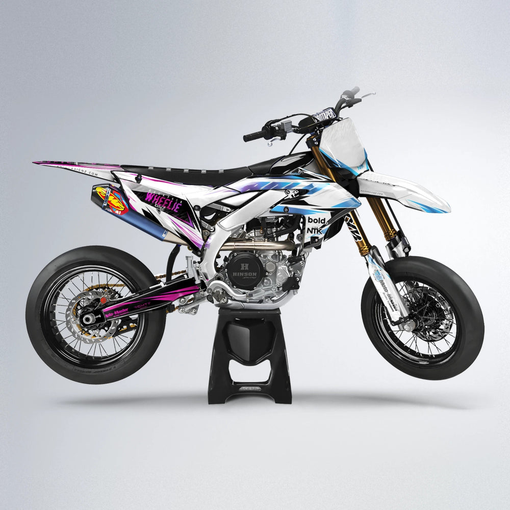 NTK V4 Yamaha YZF SM supermoto graphics kit in Pink & Light Blue