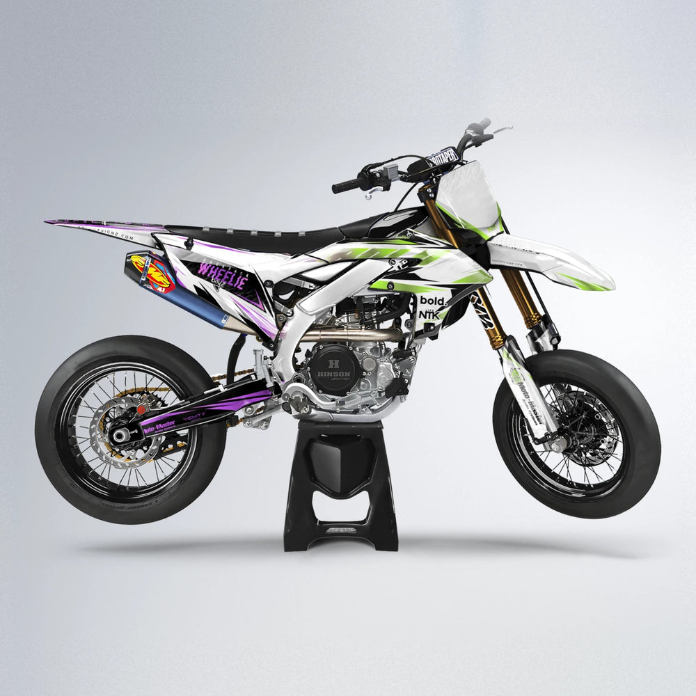 NTK V4 Yamaha YZF SM supermoto graphics kit in Purple & Yellow