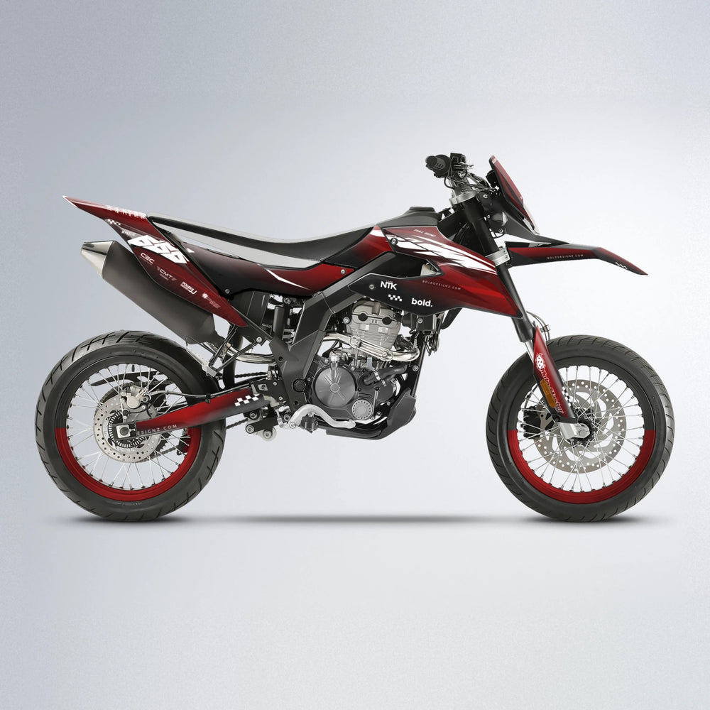 NTK V5 Aprilia SX 125 supermoto graphics kit in Black & Red