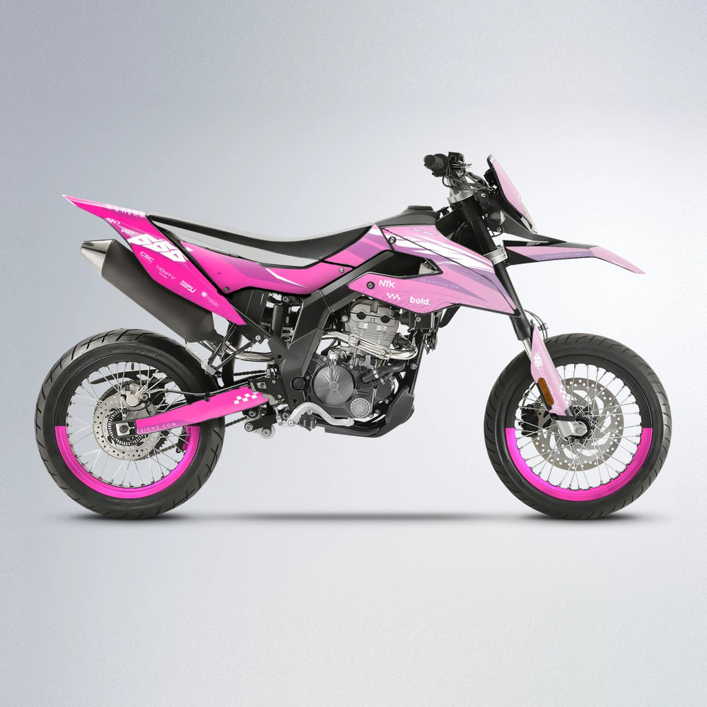 NTK V5 Aprilia SX 125 supermoto graphics kit in Flamingo