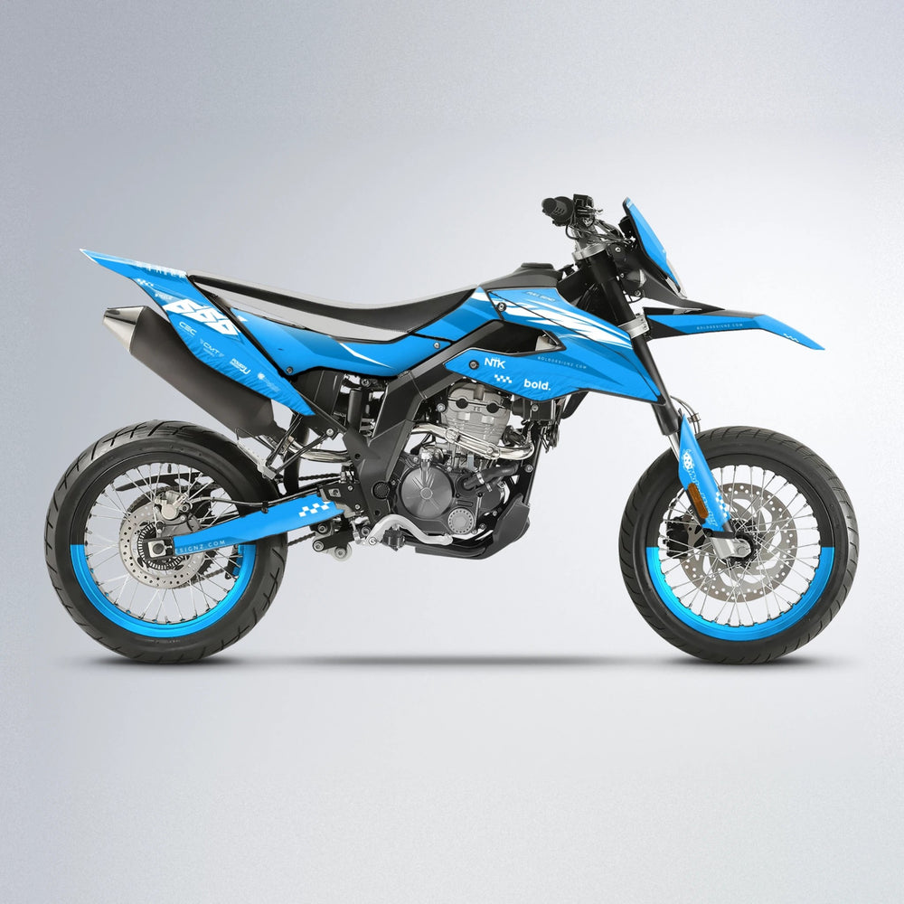 NTK V5 Aprilia SX 125 supermoto graphics kit in Light Blue