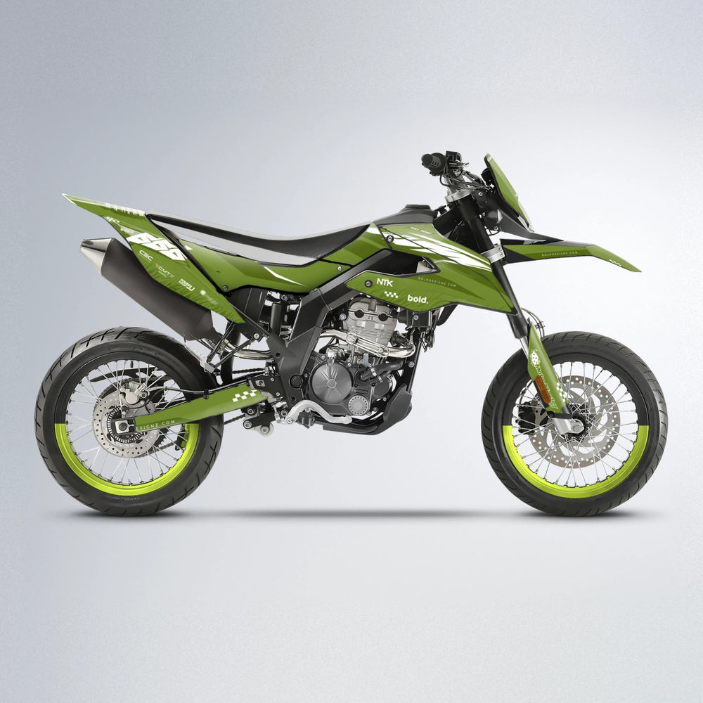 NTK V5 Aprilia SX 125 supermoto graphics kit in Olive