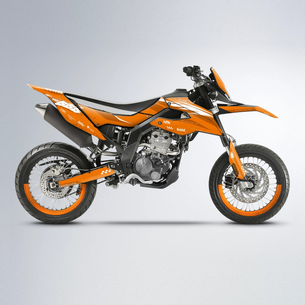 NTK V5 Aprilia SX 125 supermoto graphics kit in Orange