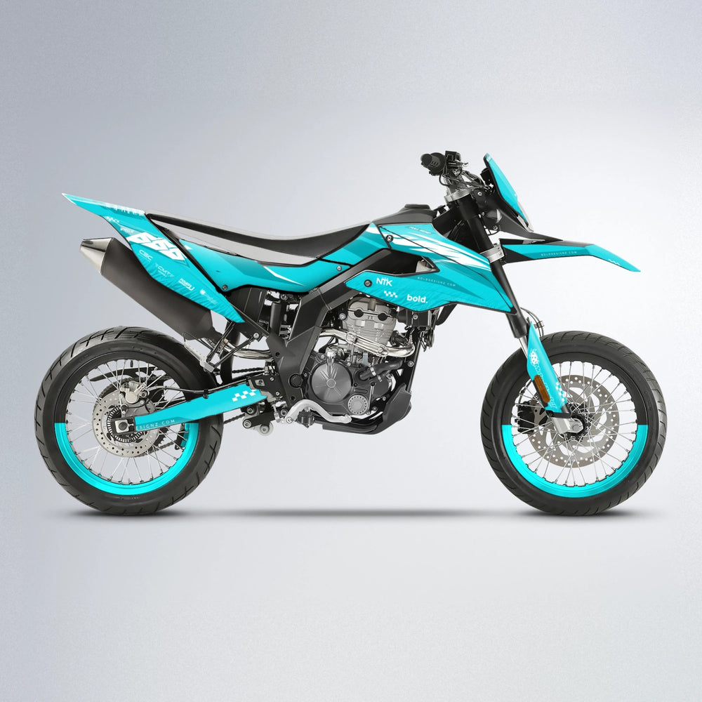 NTK V5 Aprilia SX 125 supermoto graphics kit in Teal