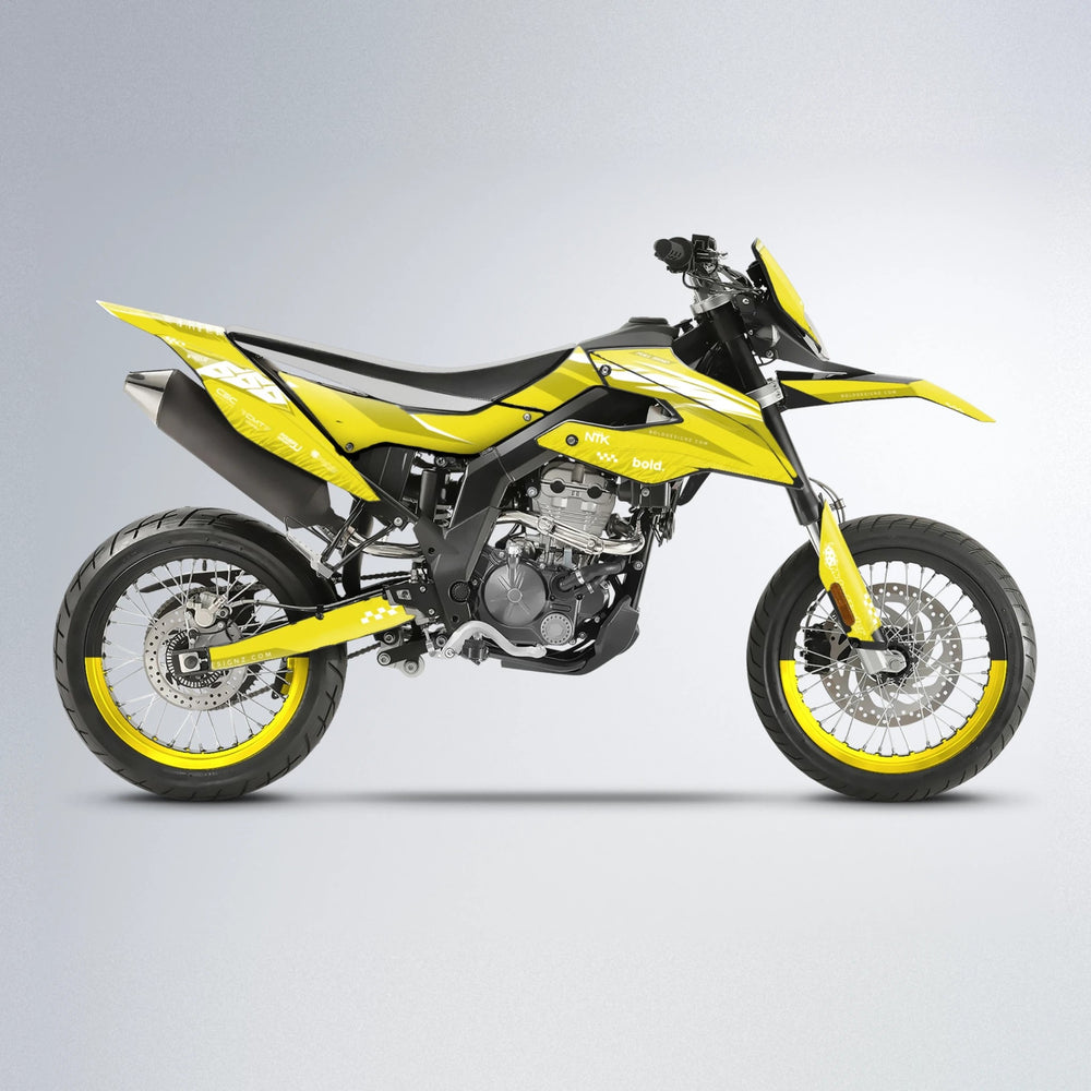 NTK V5 Aprilia SX 125 supermoto graphics kit in Yellow