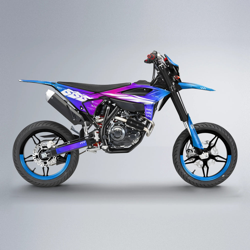 NTK V5 Beta supermoto graphics kit in Blue Purple Fade