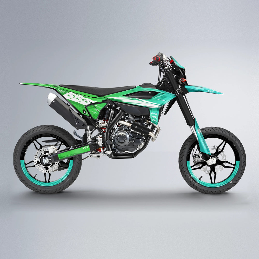 NTK V5 Beta supermoto graphics kit in Cyan & Green