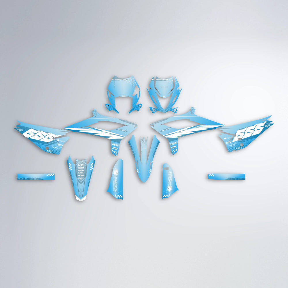 NTK V5 Beta graphics kit parts layout in Light Blue & White