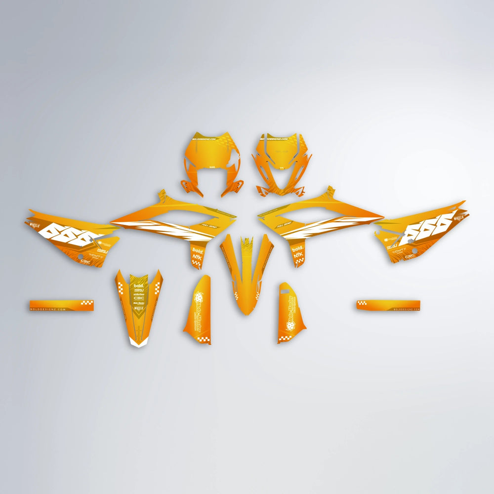NTK V5 Beta graphics kit parts layout in Orange & Yellow