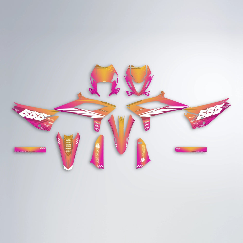 NTK V5 Beta graphics kit parts layout in Pink & Yellow