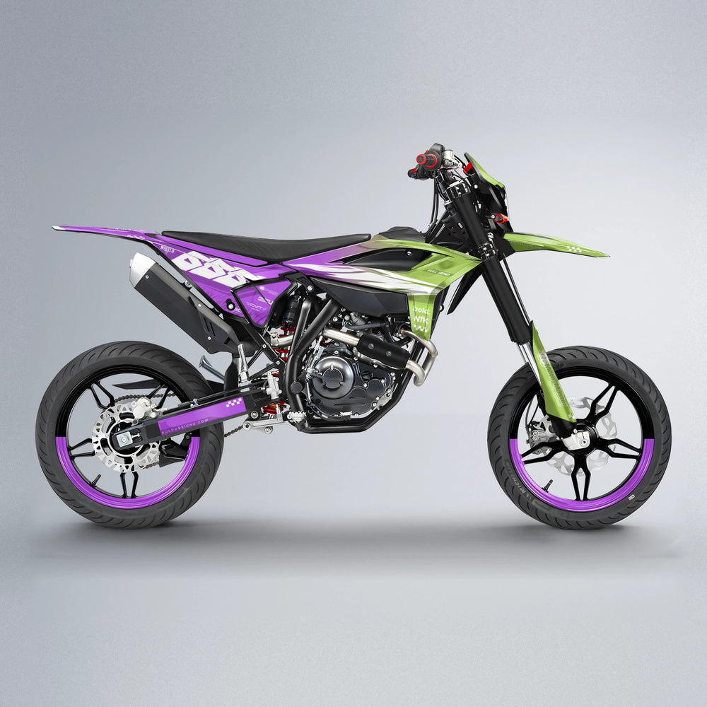 NTK V5 Beta supermoto graphics kit in Purple & Yellow
