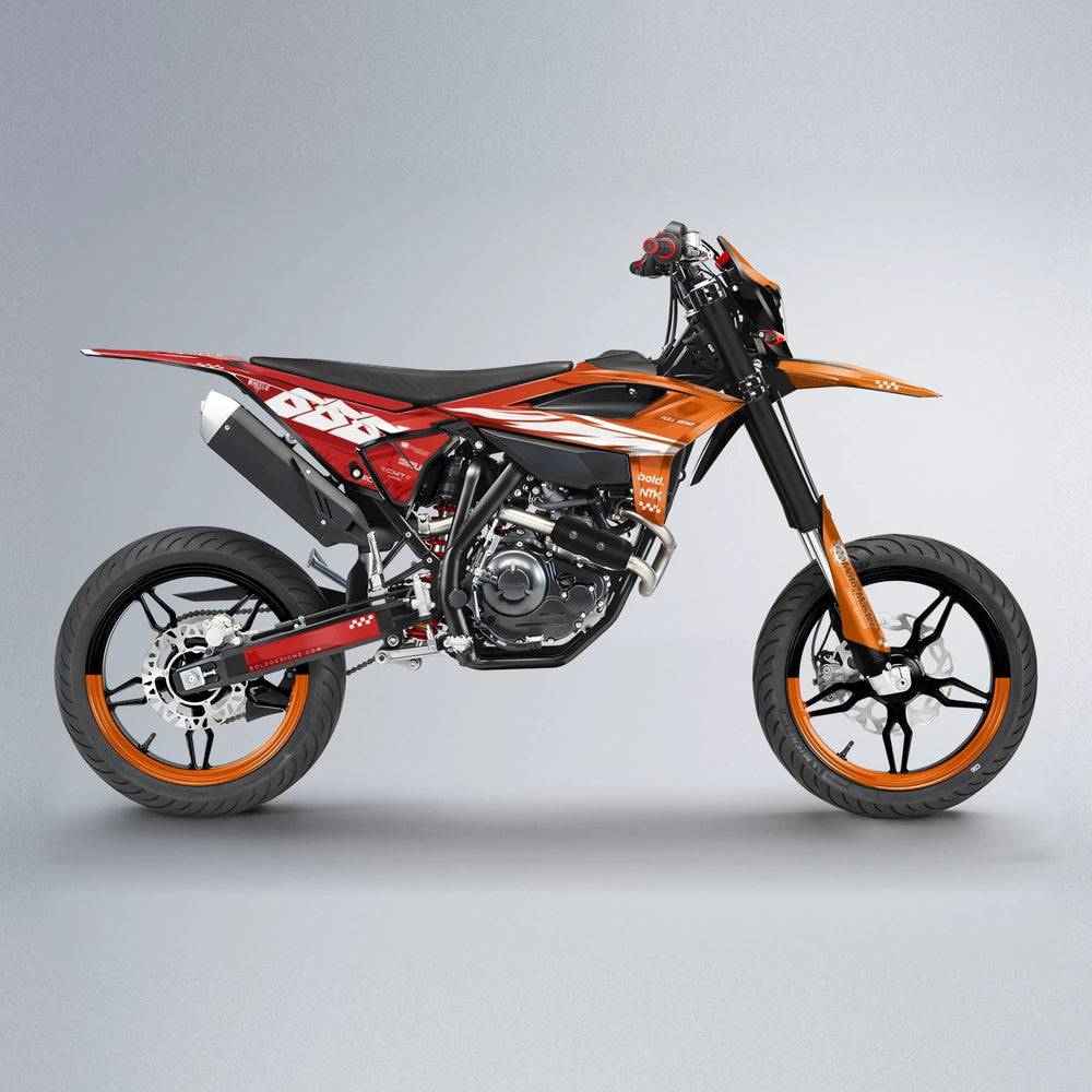 NTK V5 Beta supermoto graphics kit in Red & Orange