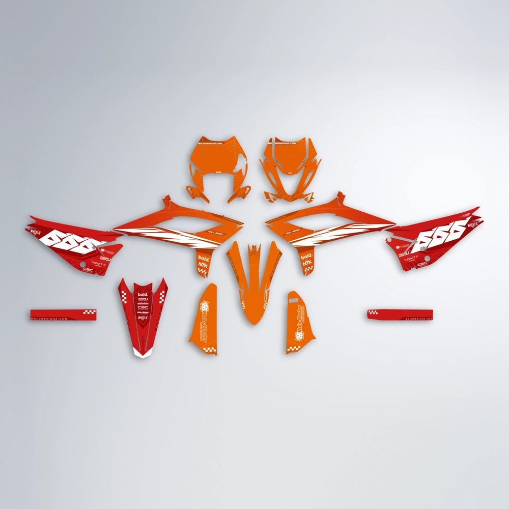 NTK V5 Beta graphics kit parts layout in Red & Orange