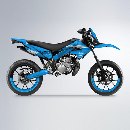 NTK V5 Derbi Senda supermoto graphics kit in Light Blue