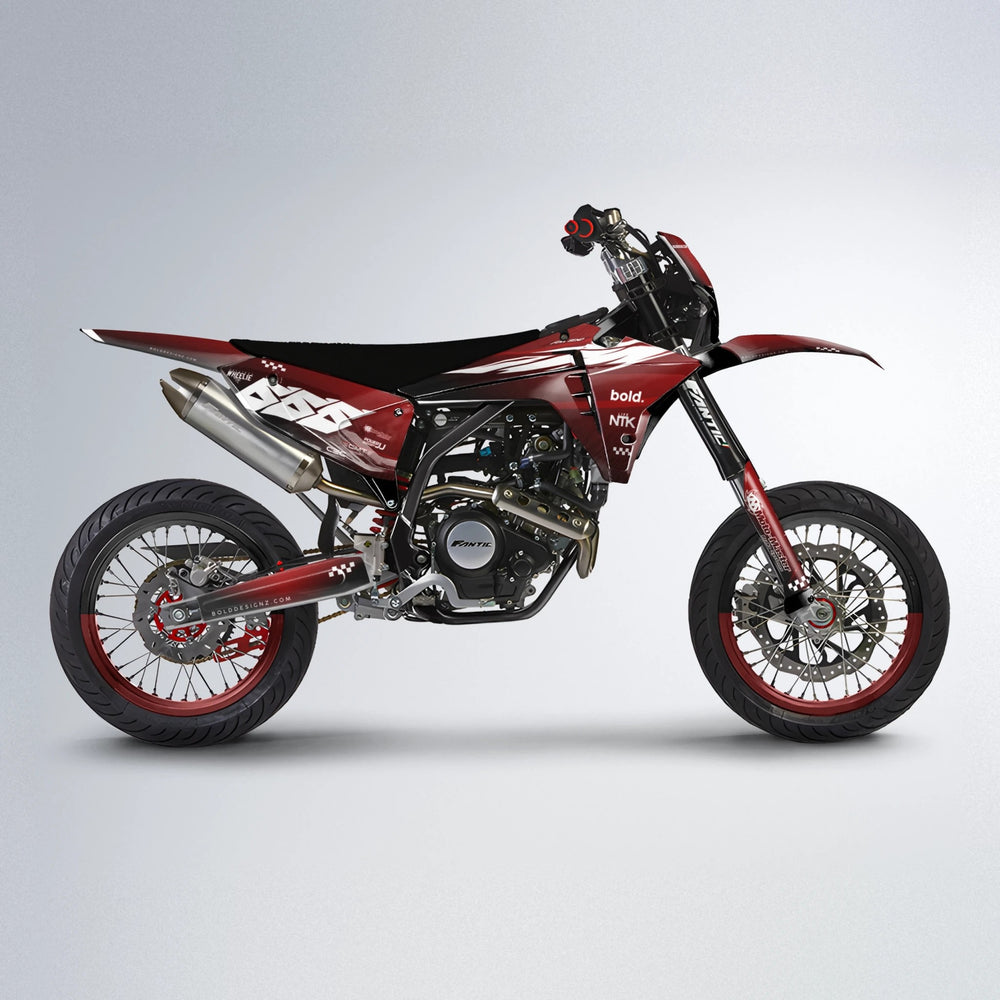 NTK V5 Fantic supermoto graphics kit in Black & Red