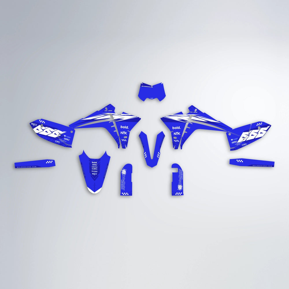 NTK V5 Fantic graphics kit parts layout in Blue